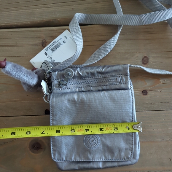 NWT Kipling Small Crossbody Bag El Dorado Metallic Pewter Adjustable Strap - Picture 8 of 9